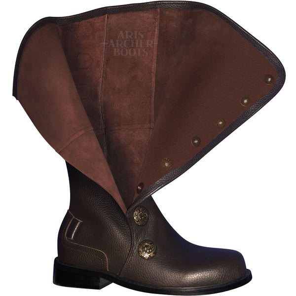 Men’s Brown Leather Renaissance Boots with Removable Buckled Straps