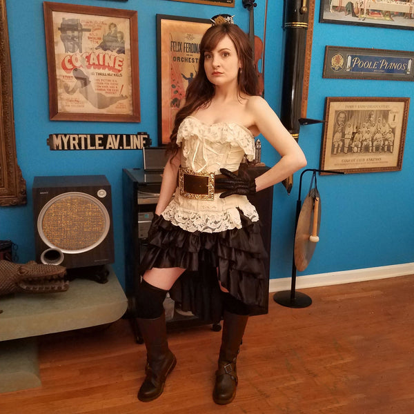 Aris Archer Brown Leather boots extra wide belt pirate girl